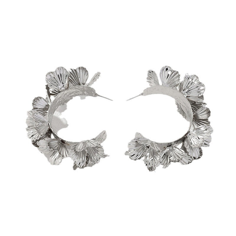 C-Shaped Floral Metal Earrings - Vienna Verve Collection