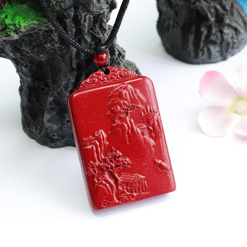 Cinnabar Landscape Pendant Jewelry