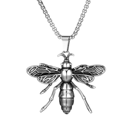 Titanium Steel Insect Pendant Necklace for Men - Spot Wholesale Little Bee Design