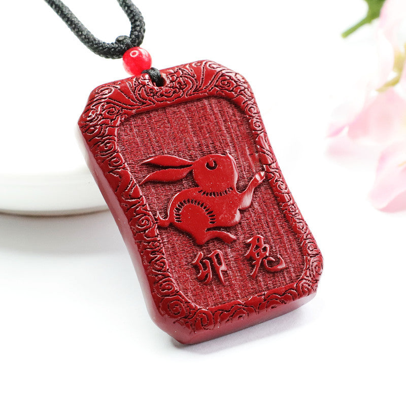 Cinnabar Rabbit Sterling Silver Pendant