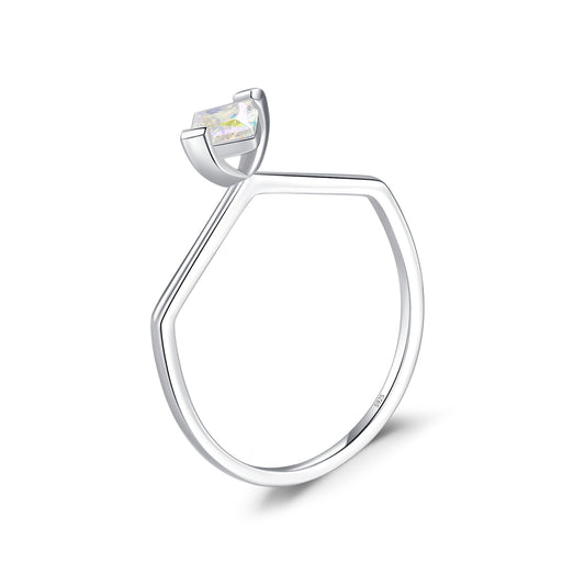 Irregular Candy Color S925 Silver Ring with Square Zirconia