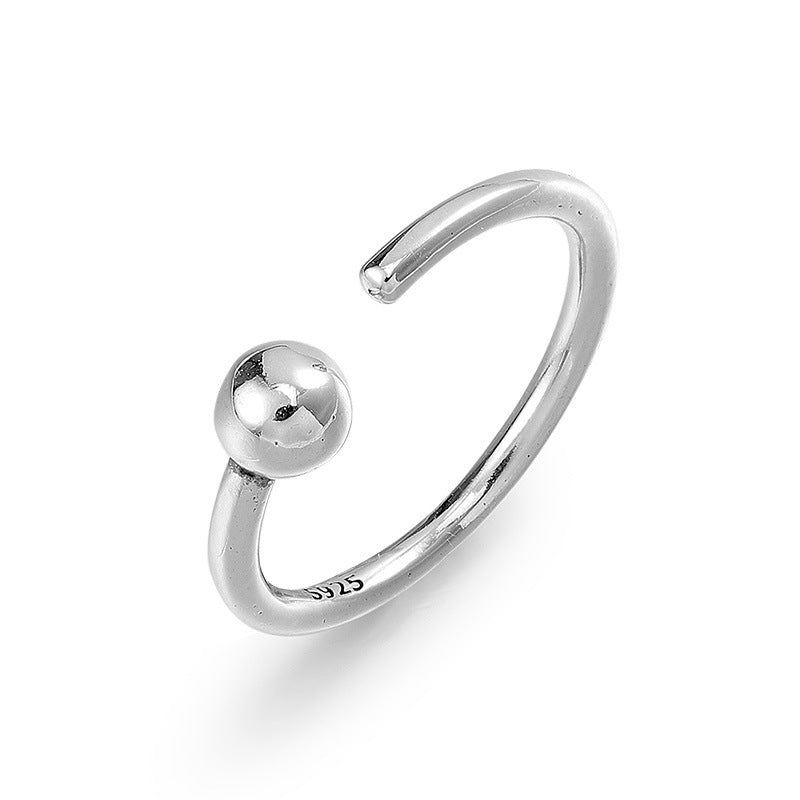 Small Round Bead Opening Sterling Silver Ring