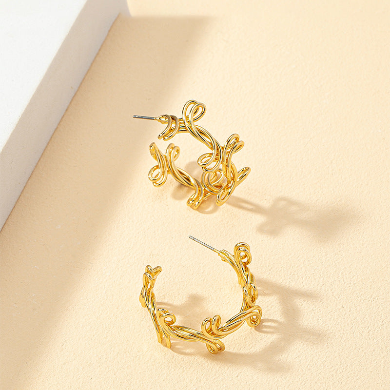 Fried Dough Twists Woven C-Shaped Earrings - Vienna Verve Collection