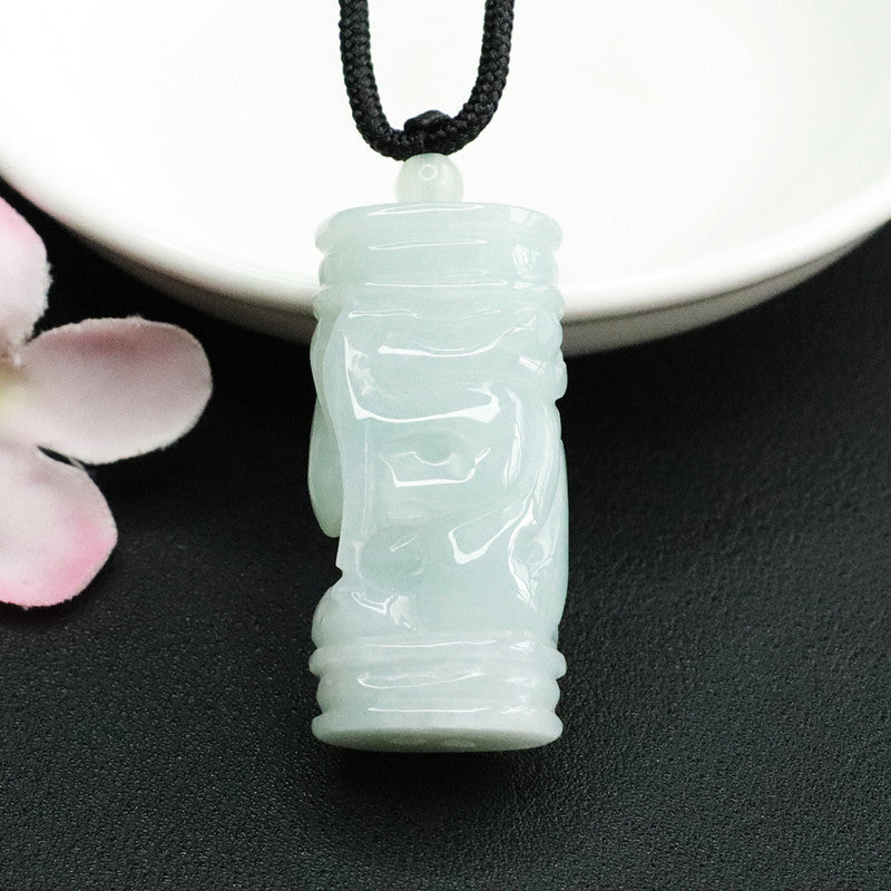 Fortune's Favor Myanmar Jade Dragon Pillar Pendant