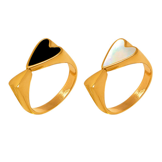 Heartfelt 18K Gold Electroplated Double Love Ring - Korean Fashion Statement