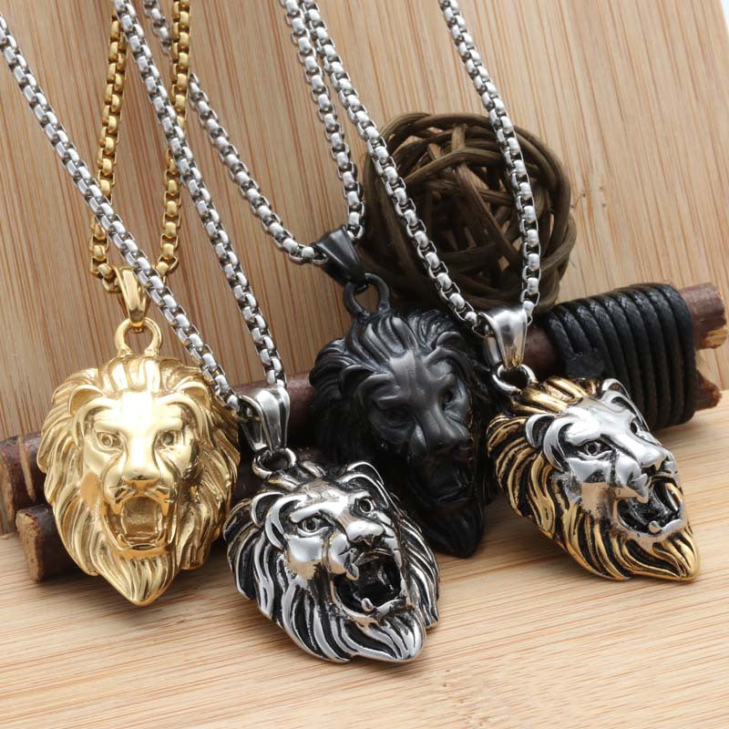 Personalized Titanium Steel Lion Head Pendant Necklace for Men - Bold Fashion Statement