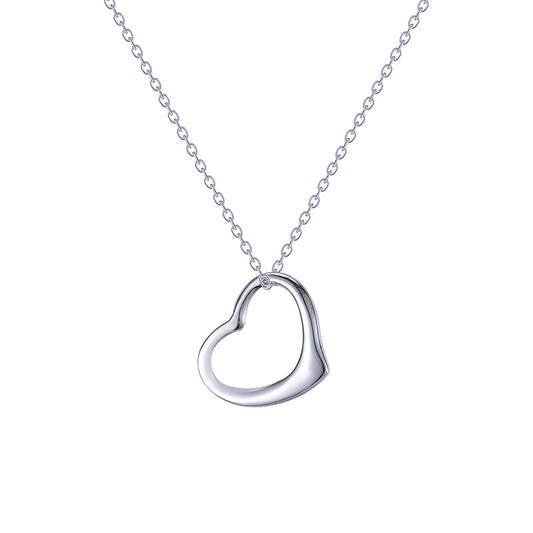 Hollow Heart Shape Pendant Sterling Silver Necklace