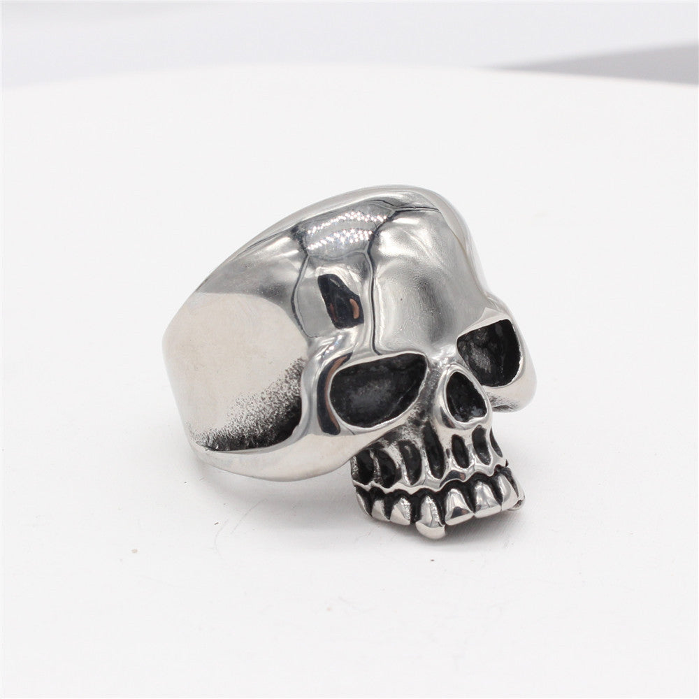 Halloween Stylish Skeleton Head Titanium Steel Ring for Men