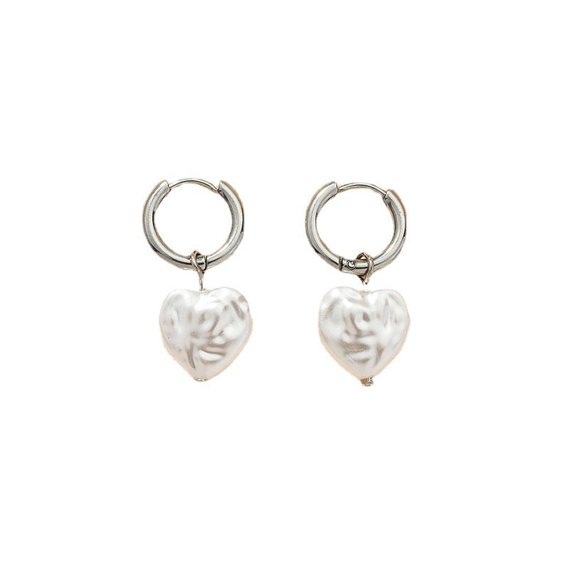 European and American Fashion Earrings: Pearl Heart & Cross-Border Trade Jewelry