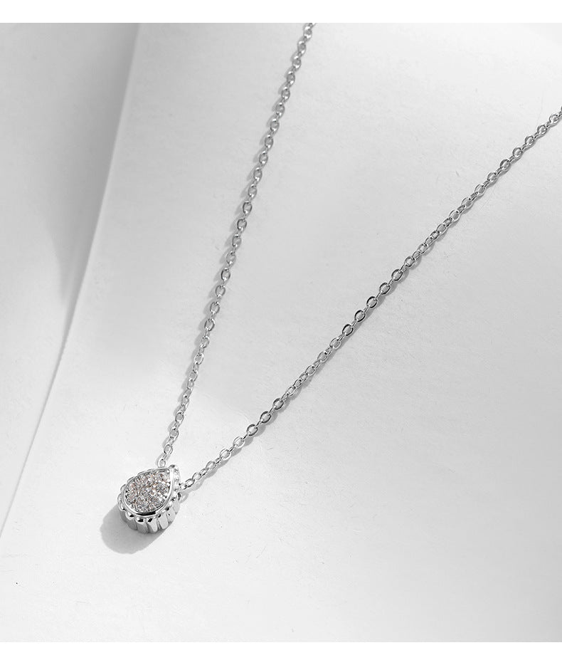 Sterling Silver Droplet Zircon Necklace - Versatile Collar Chain