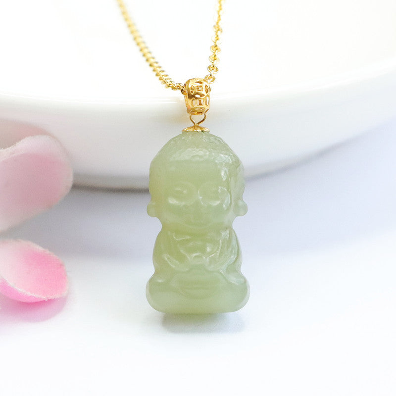 Baby Buddha Jade Necklace crafted from Natural Hotan Jade