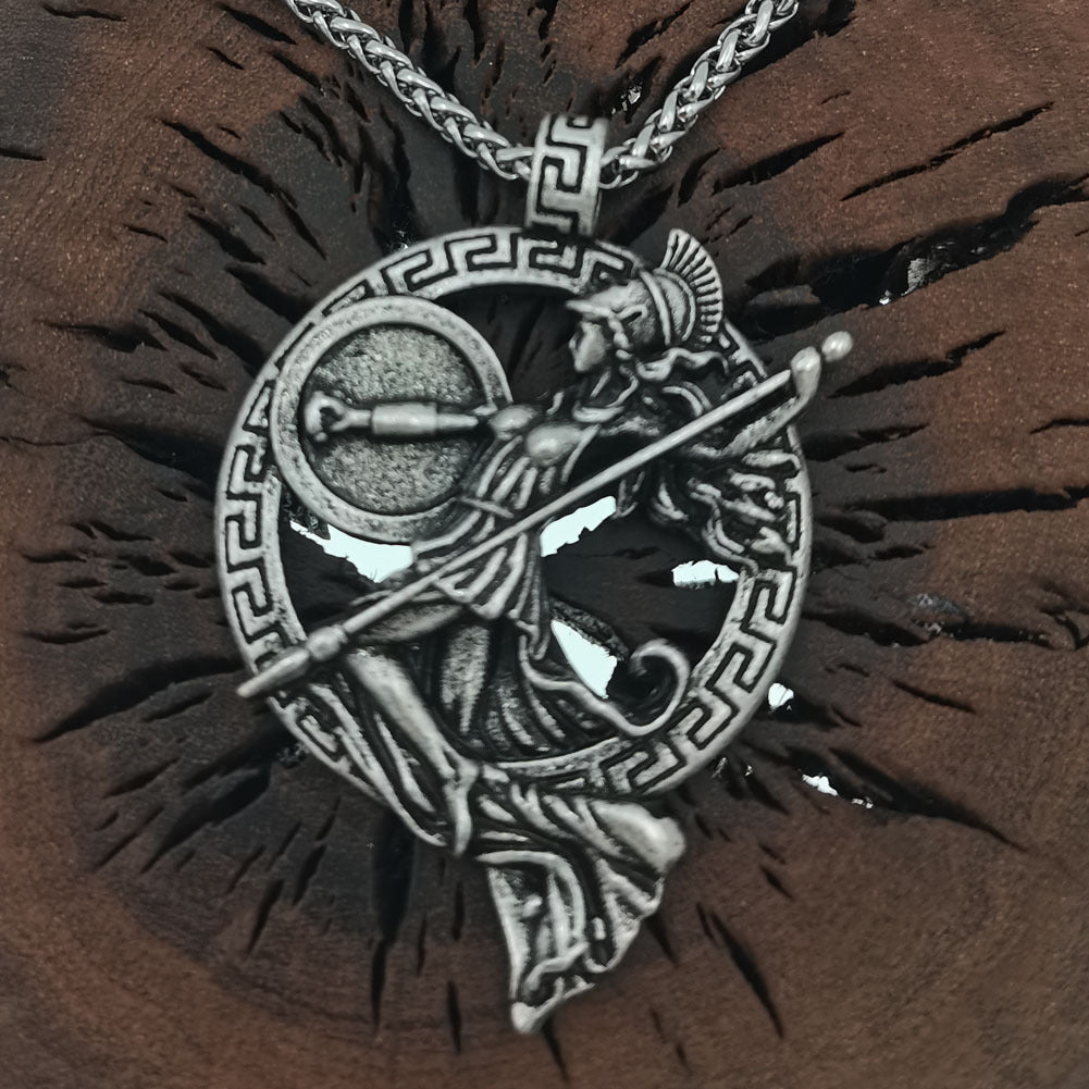 Warrior Goddess Minerva Alloy Pendant Necklace for Men