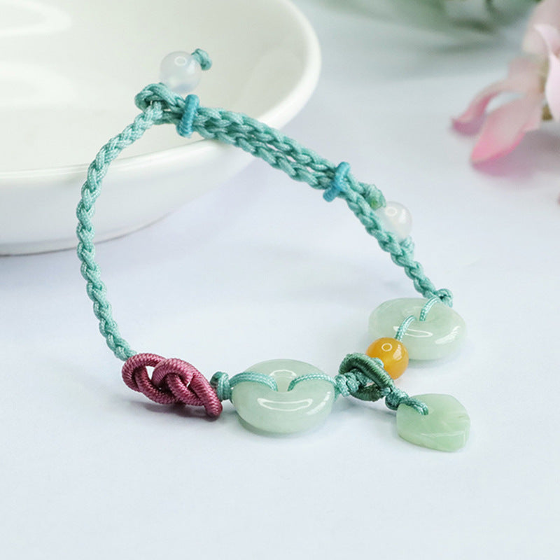 Jade Leaf Sterling Silver Bracelet with Safety Buckle