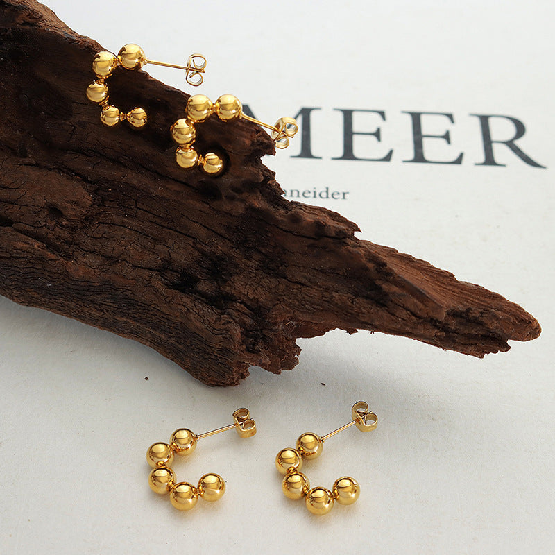 Chic Retro C-Shaped Gold-Plated Steel Earrings