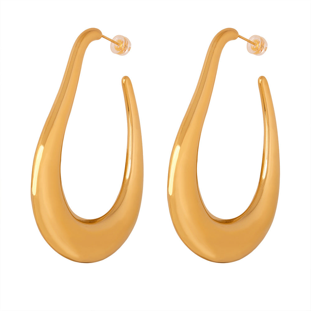 Exaggerated Geometric Gold-Plated Earrings with Personalized Design