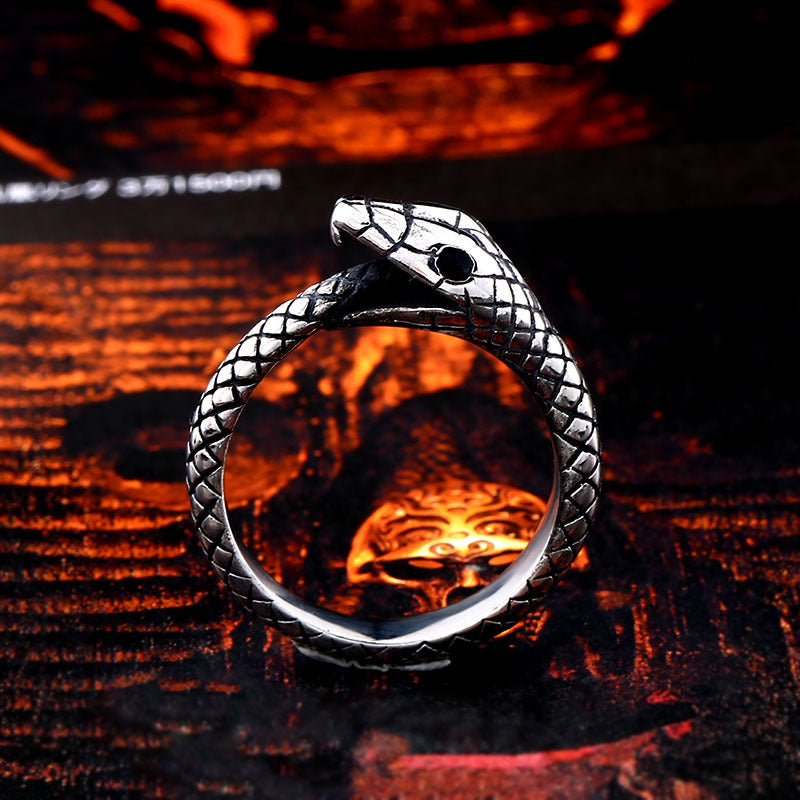 Men's Elegant Ouroboros Titanium Steel Ring - Wholesale European and American Jewelry