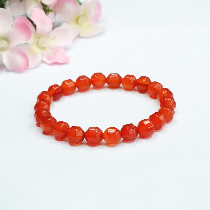 Red Agate Bracelet with Sterling Silver Cut Surface