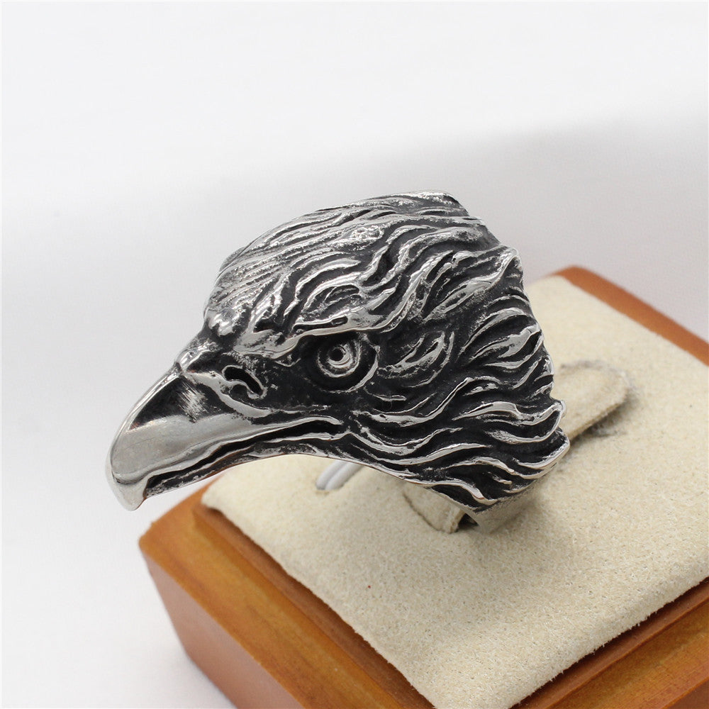 Personalized Retro Eagle Men's Titanium Steel Ring - European & American Wholesale Jewelry