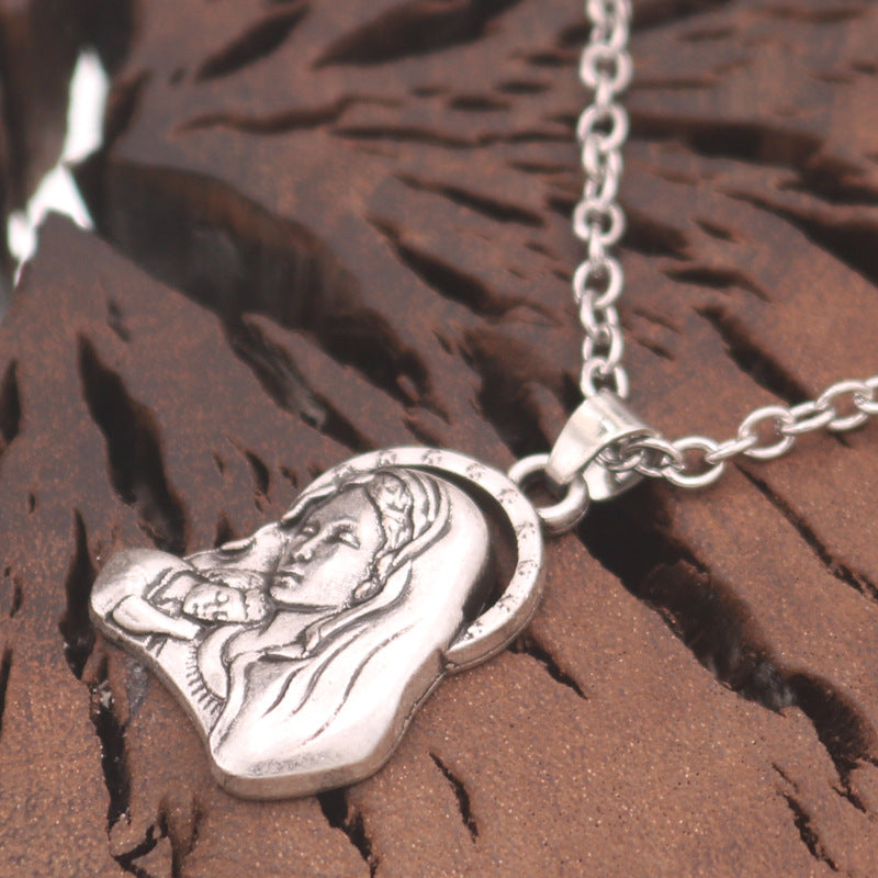 Celestial Madonna Pendant - Unique Norse Legacy Necklace for Men