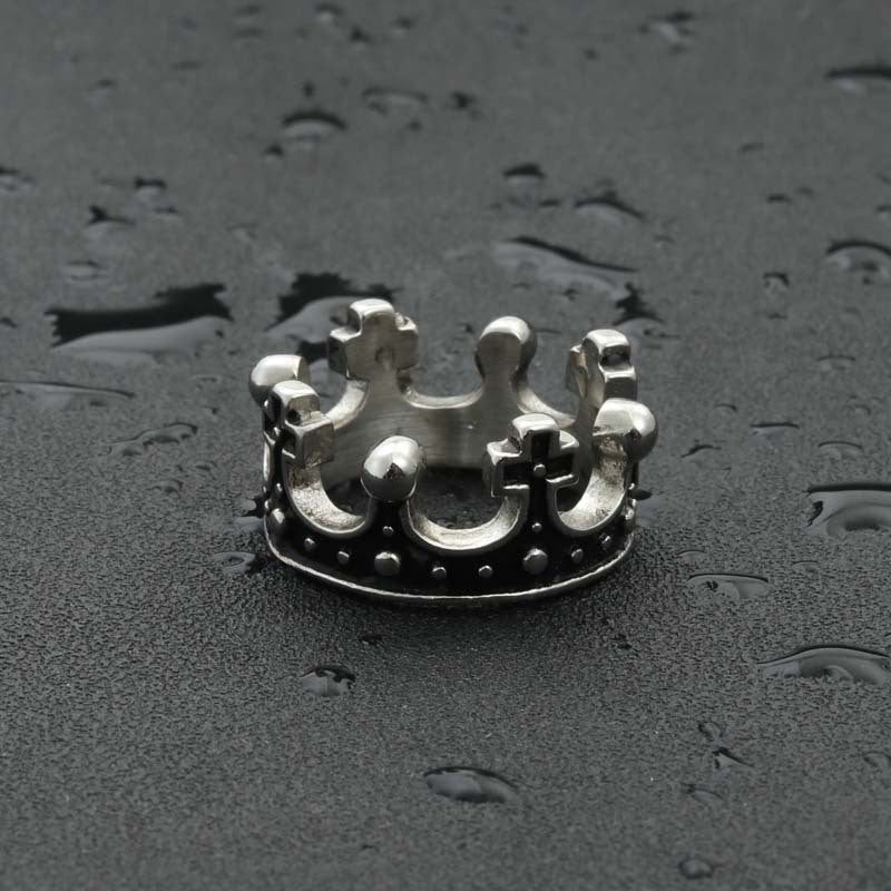 Punk Titanium Steel Cross and Crown Ring for Men and Women - Retro Trendy Unisex Jewelry