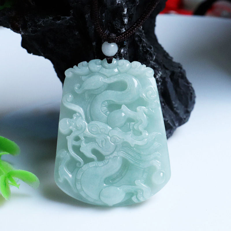 Jade Dragon Fortune's Favor Silver Pendant