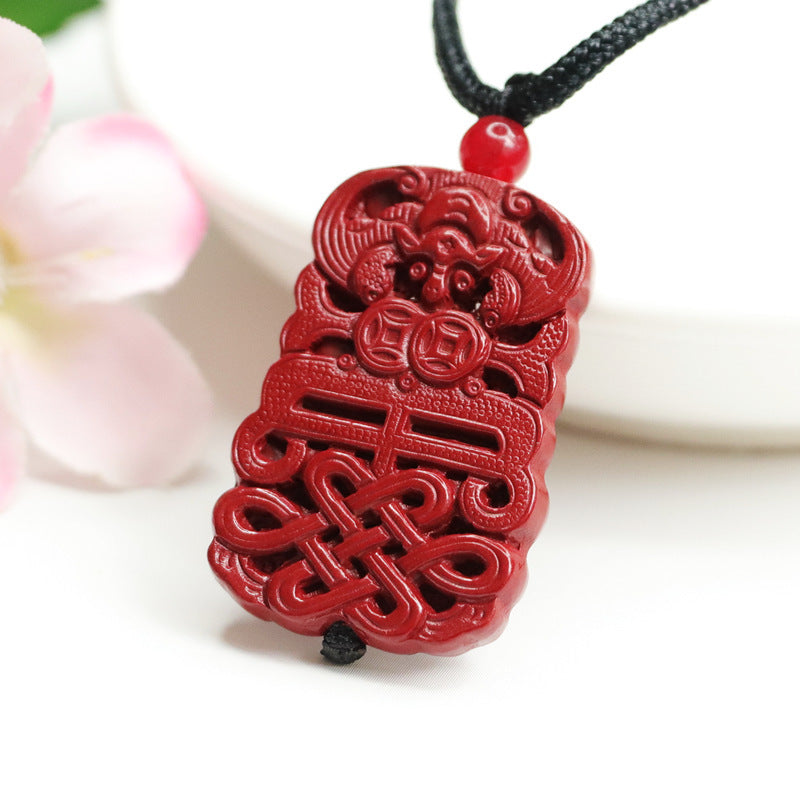 Cinnabar Pendant Purple Gold Sand Blessing China Knot Pendant