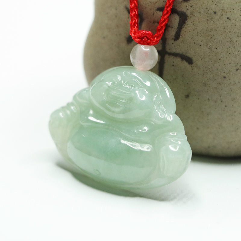 Buddha Jade Pendant in Sterling Silver with Natural Burmese A Jade