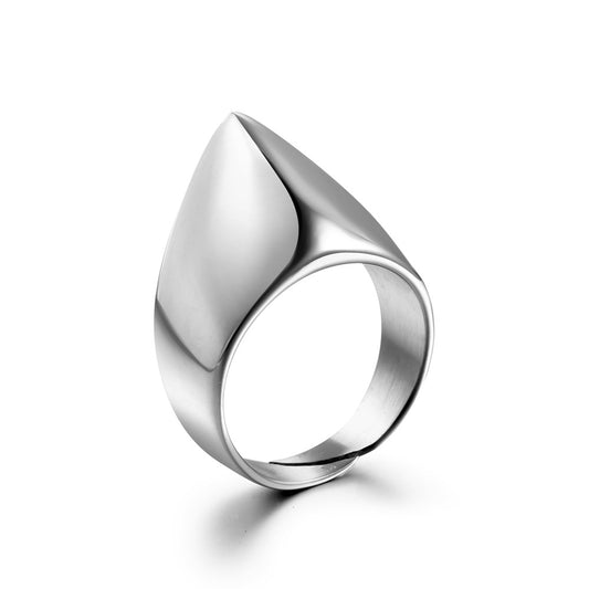 Stylish Irregular Titanium Steel Open Rings for Men - Personalized Glossy Jewelry