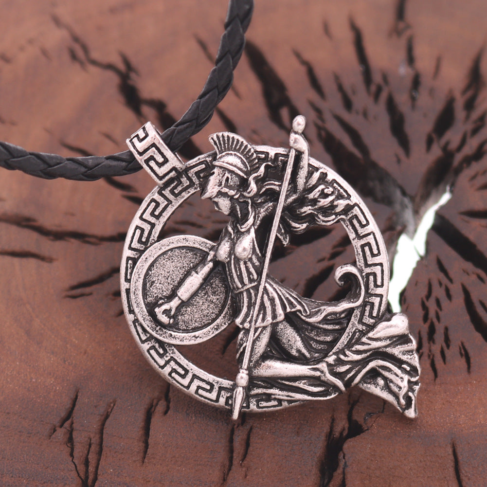 Warrior Goddess Minerva Alloy Pendant Necklace for Men