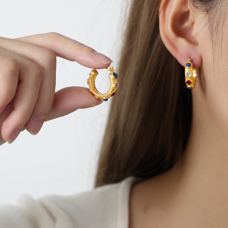 Luxurious French-inspired Geometric Gold-Plated Earrings for Elegant Women