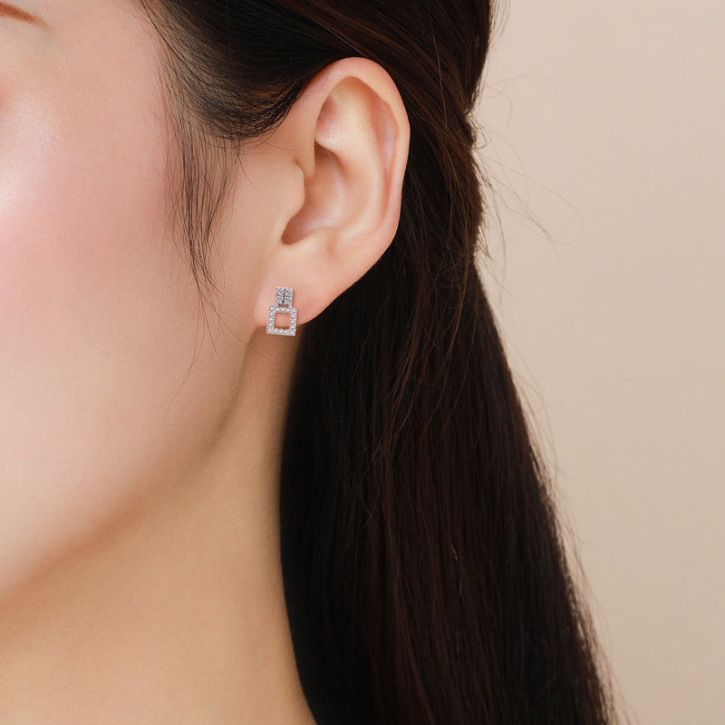 Elegant Korean Style S925 Silver Earrings with Sparkling Zircon for Women, Ideal for Stylish Parties and Popular in Europe and America