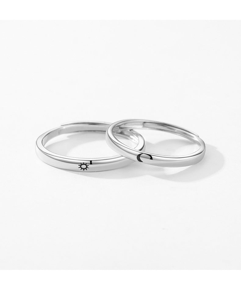 Sterling Silver Sun, Moon, and Stars Split Ring - Fashionable Jewelry for Couples