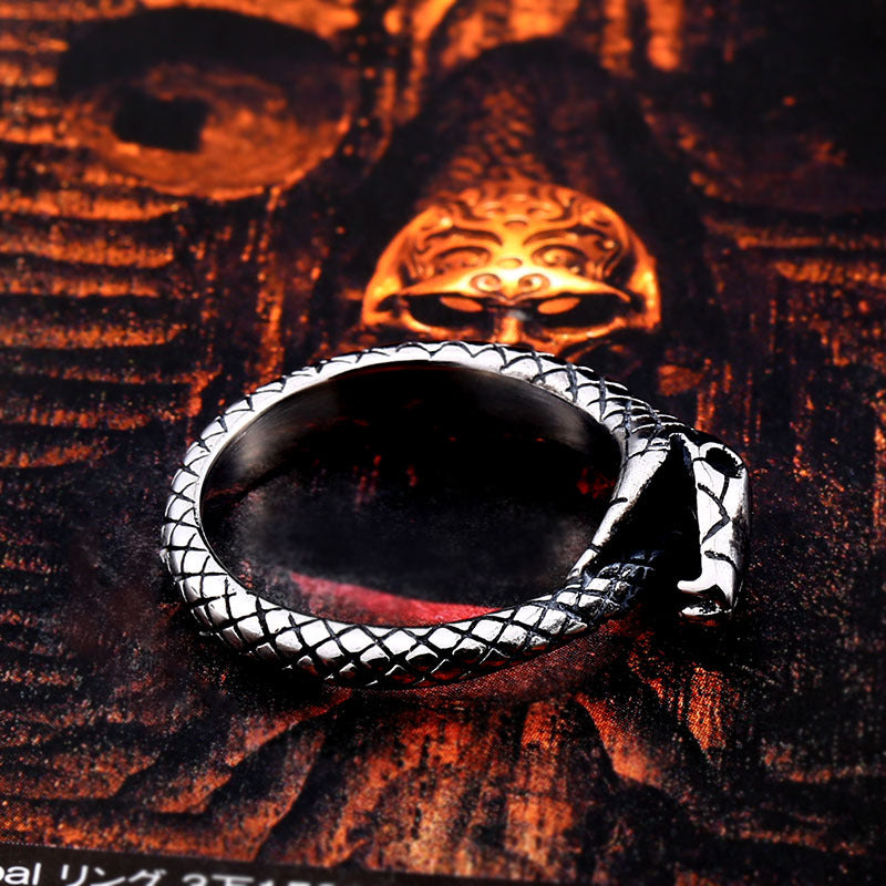 Men's Elegant Ouroboros Titanium Steel Ring - Wholesale European and American Jewelry