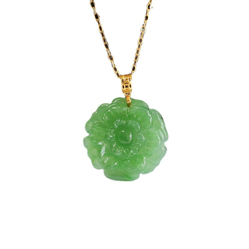 Jade Flower Pendant Necklace from Planderful Collection