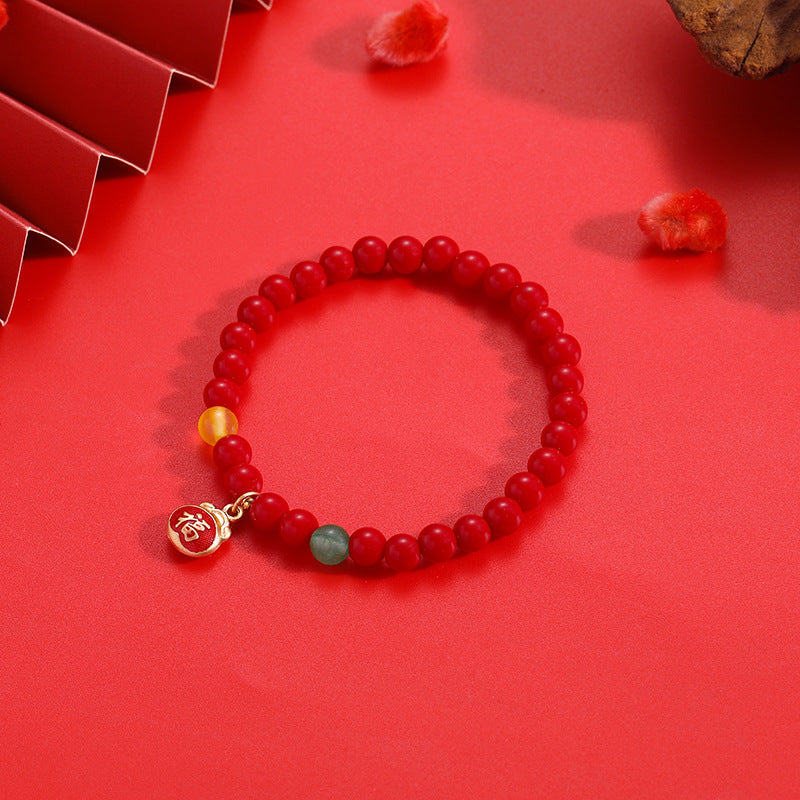 Festive Red Stone Bracelet for Prosperity and Blessings