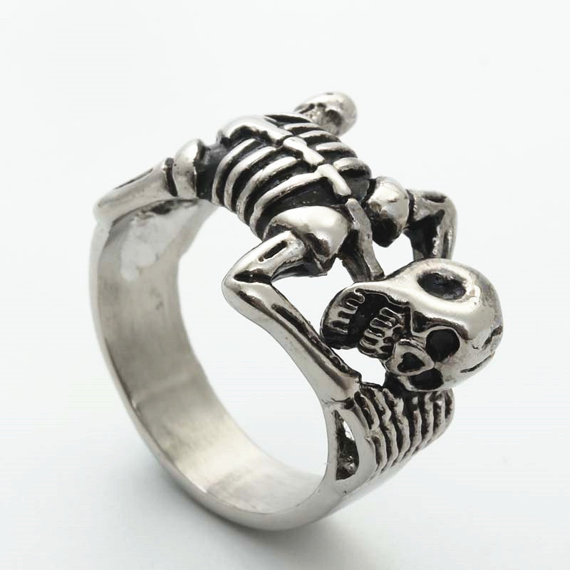 Titanium Steel Skull Ring for Men - Retro Punk Hip Hop Jewelry from Manufacturer