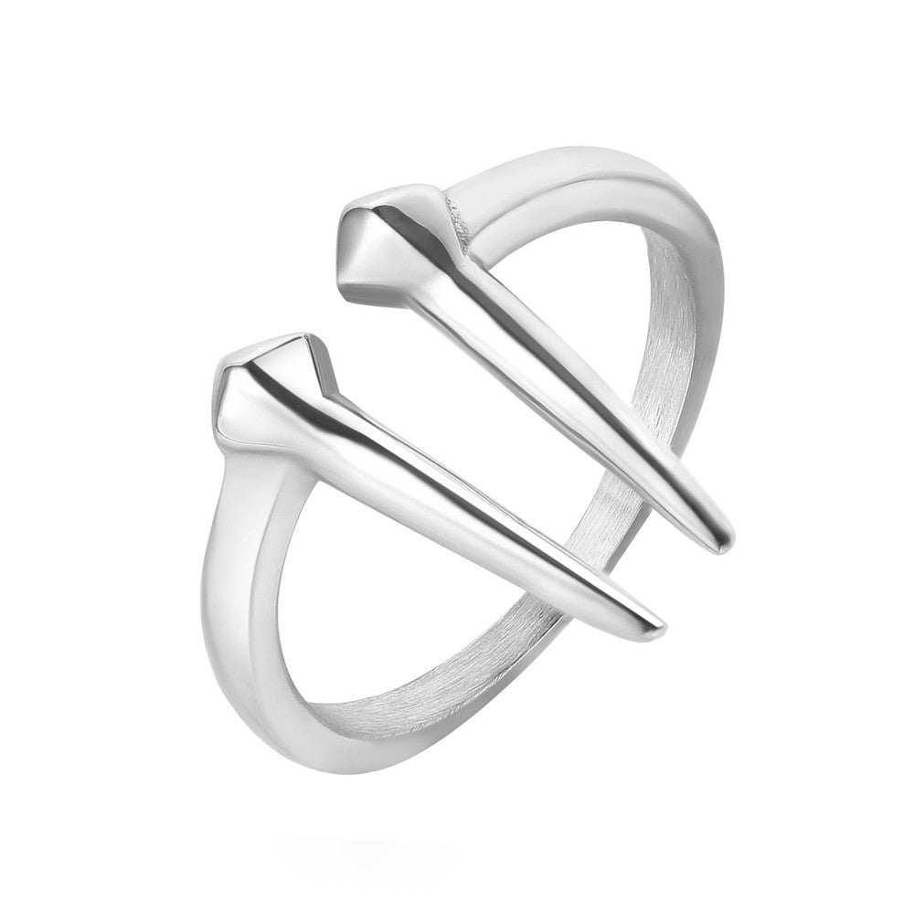 European and American Retro Pointed Titanium Men's Ring