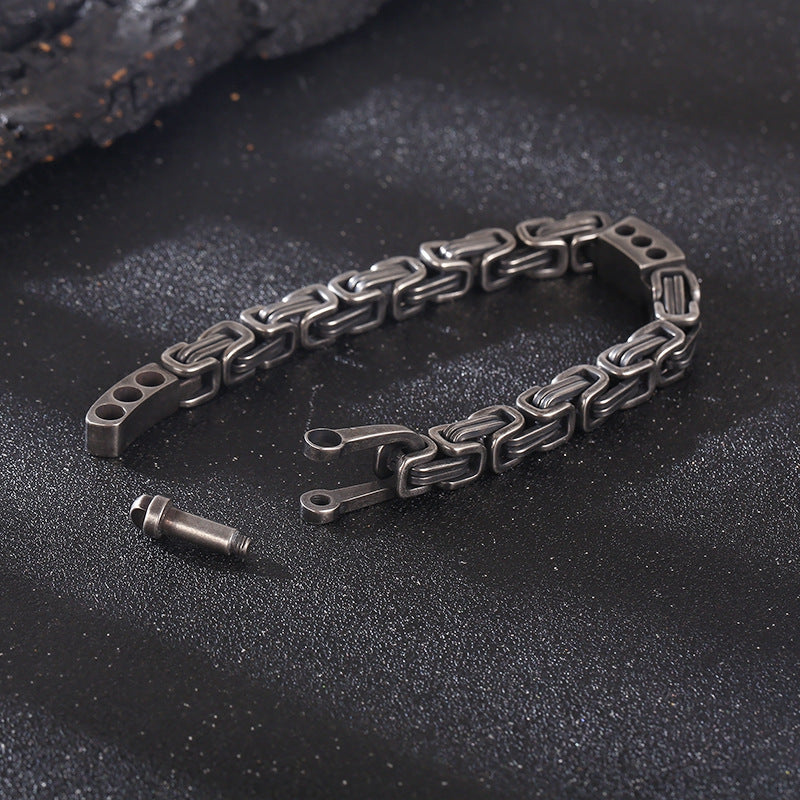 Punk Retro Byzantine Chain Bracelet for Men - High-End Stainless Steel Jewelry