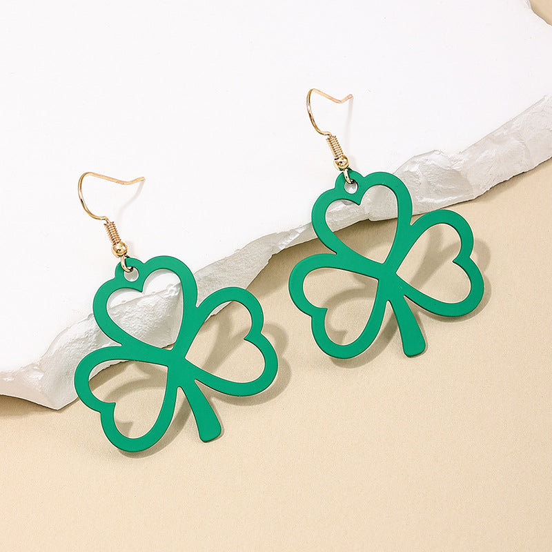 Lucky Clover Leaf Metal Earrings from Vienna Verve Collection