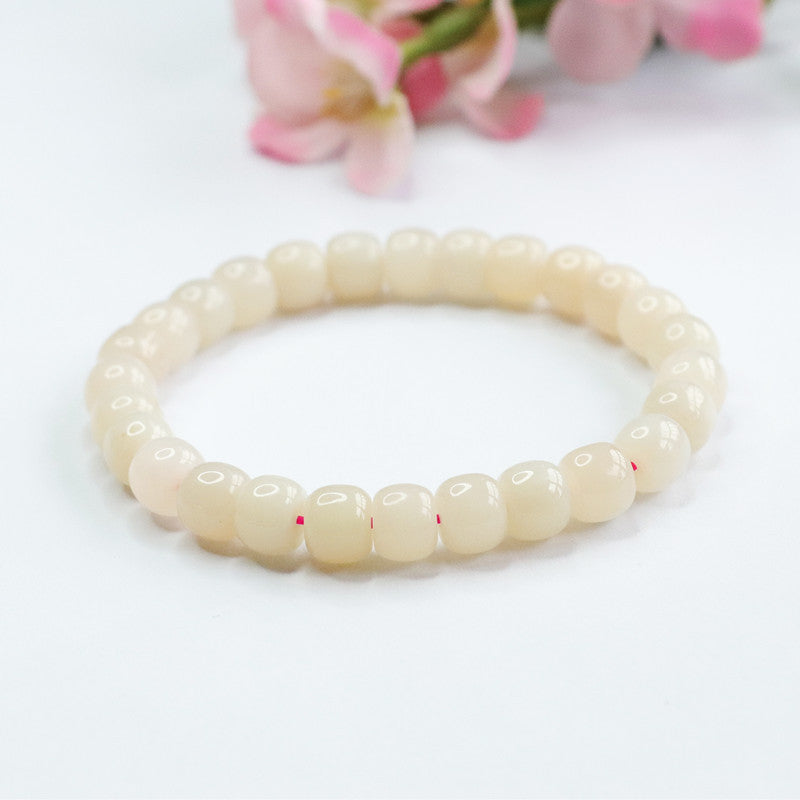 Fortune's Favor Sterling Silver Lotus Root Powder Road Bracelet with Natural Hetian Jade