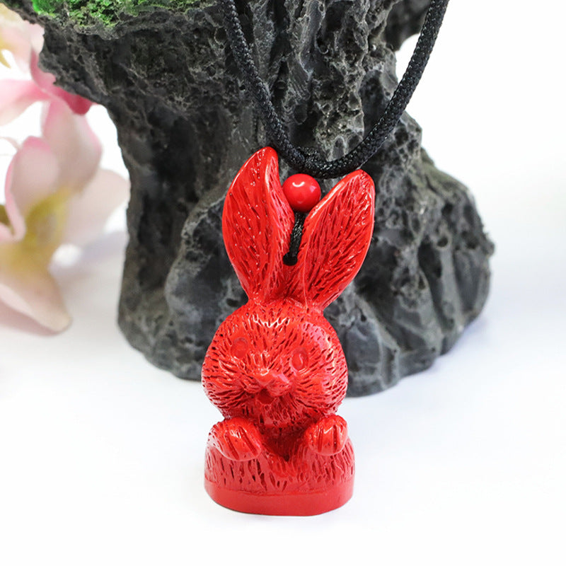 Cinnabar Three-dimensional Rabbit Pendant Red Sand Zodiac Rabbit Pendant