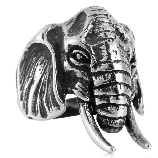 Titanium Steel Elephant Ring for Men - Personalized Retro Trendy Accessory