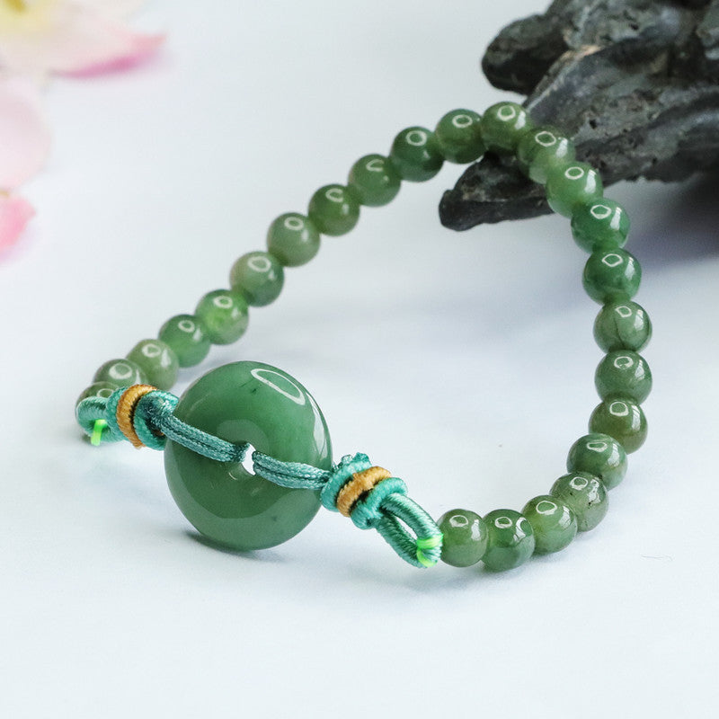 Myanmar Jade Bracelet with Sterling Silver Safety Buckle