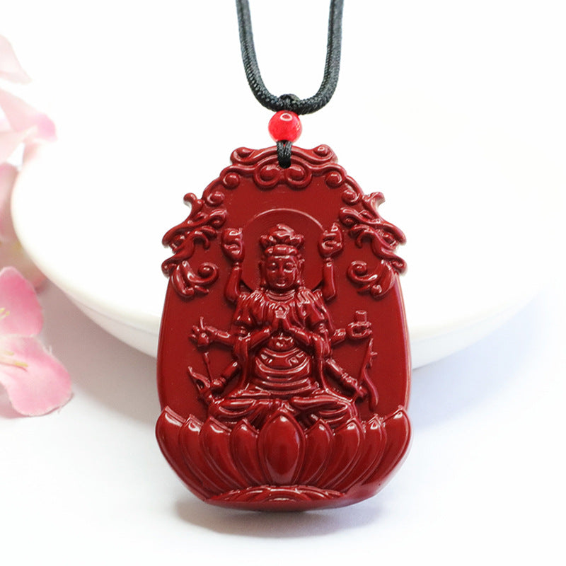 Cinnabar Pendant, Purple Gold Sand, Doumu Guanyin Pendant