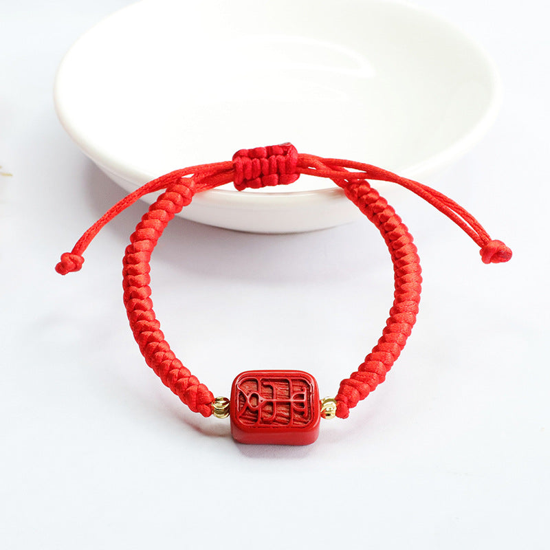 Cinnabar Bracelet with Red Sand Peace and Happiness Mitt Red Rope Jewelry