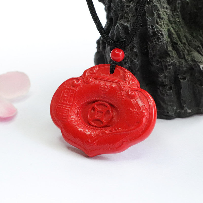 Auspicious Vermilion Sand Fortune Pendant with Cinnabar Stone