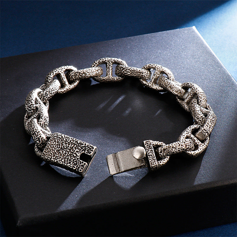 Vintage-Inspired Stainless Steel Men's Bracelet with Japanese Characters in Titanium Steel