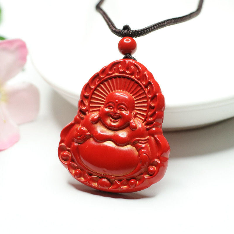 Red Sand Buddha Pendant with Cinnabar Stone