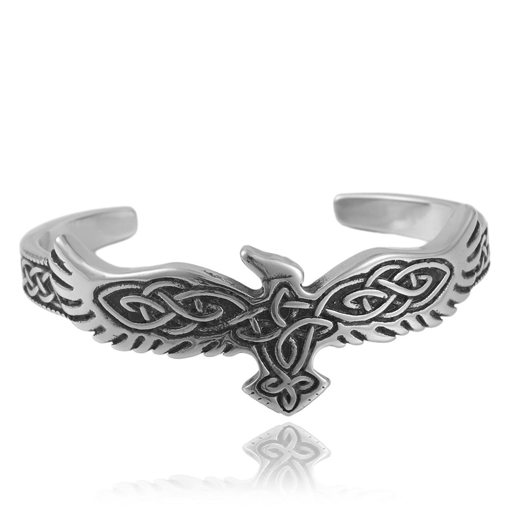 Titanium Steel Eagle Woven Bracelet for Men - Trendy Open Design