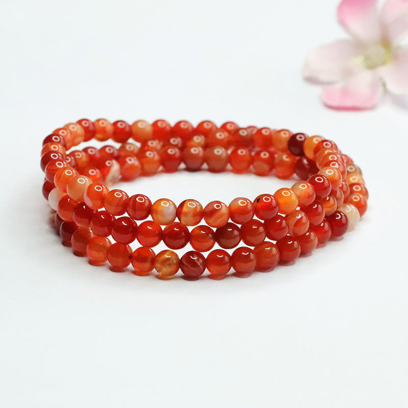 Silk Agate Buddha Beads Bracelet and Necklace Combination